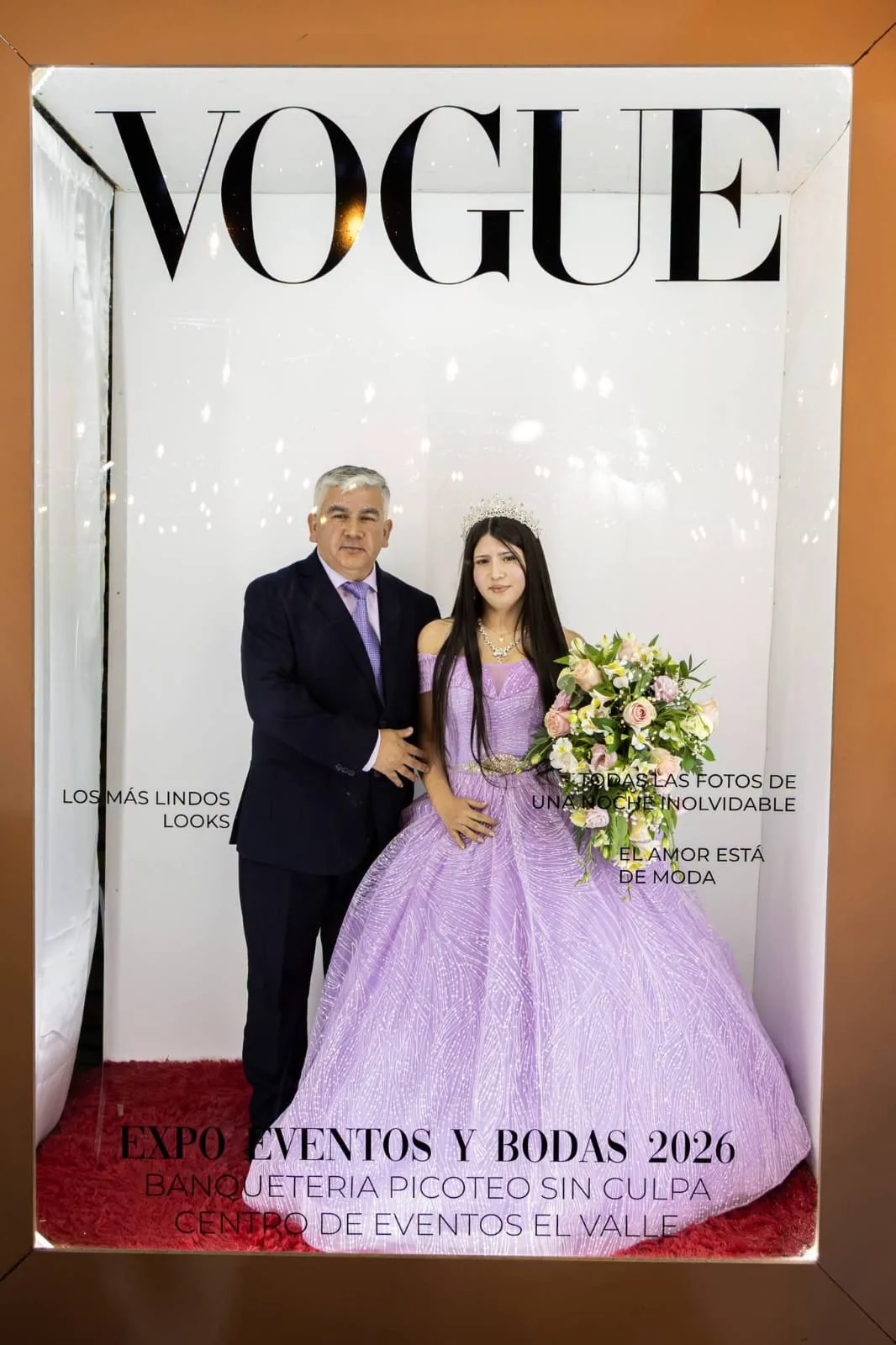 Caja Vogue utilizada durante una fiesta de 15 años
